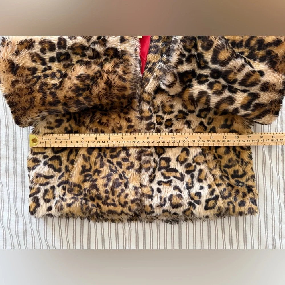 princess vera wang Girls Faux Fur Leopard Print Jacket - Brown & Black